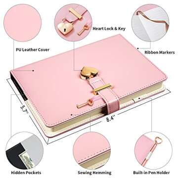 Charming Heart Shaped Lock Diary for Girls and Women
