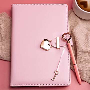 Charming Heart Shaped Lock Diary for Girls and Women