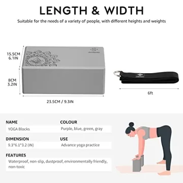 Overmont Yoga Block 2 Pack with Yoga Strap for All Levels