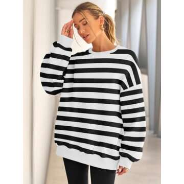 EFAN Womens Oversized Sweatshirts Hoodies Fleece Crewneck Sweaters Casual Tops Comfy Fall Fashion Ou...