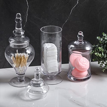 MyGift Clear Glass Apothecary Jars Set of 3 Decorative Containers
