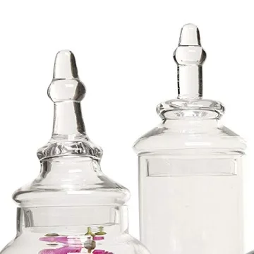 MyGift Clear Glass Apothecary Jars Set of 3 Decorative Containers