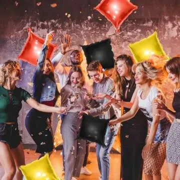 Metallic Red Balck and Gold Double Sided Square Foil Balloons Wall,19 Inches Chrome Foil Balloons Tunnel Arch Kit for Bachelorette,Anniversary,Wedding,Birthday,Movie Night Party Background Decoration