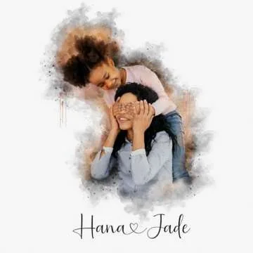 Custom Watercolor Portrait Canvas Personalized Gifts for Mom