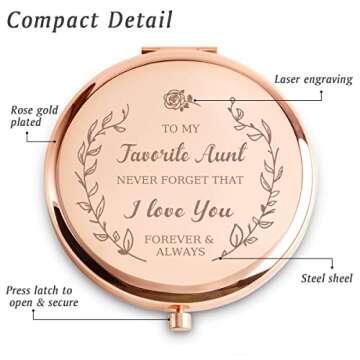 COYOAL Aunt Gifts from Niece Nephew, I Love You Personalized Compact Mirror for Auntie, Sentimental ...