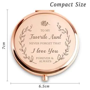 COYOAL Aunt Gifts from Niece Nephew, I Love You Personalized Compact Mirror for Auntie, Sentimental Aunt Present for Valentines Birthday Day