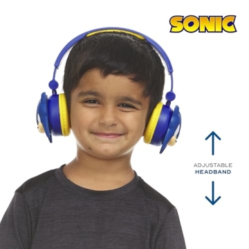 Sonic The Hedgehog - Kids Bluetooth Headphones, Wireless & Wired Over-Ear Headphones with Safe Volum...