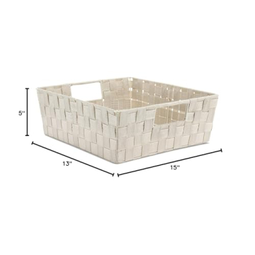 Whitmor Woven Strap Small Storage Tote for Home Organization
