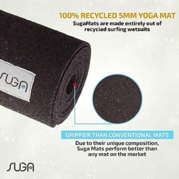 SUGA Premium 100% Recycled Yoga Mat (EXTRA LARGE) - Textured Non-Slip for Hot Yoga, Eco-Friendly, 5m...