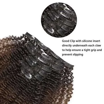 Ombre Remy Clip in Human Hair Extensions Afro Kinky Curly 4B 4C Natural Black Hair Extensions 10-22 inch Two Tone T#1B/4 Dark Brown Color Full Head 20 inch