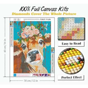 TINY FUN Diamond Painting Kits for Adults&Beginners DIY 5D Diamond Art Paint with Round Diamonds Ful...