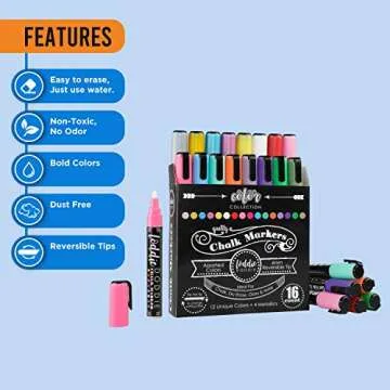 Loddie Doddie 16 Pack Liquid Chalk Markers for Art