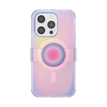 PopSockets iPhone 14 Pro Case with Phone Grip and Slide Compatible with MagSafe, Phone Case for iPhone 14 Pro, Wireless Charging Compatible - Aura