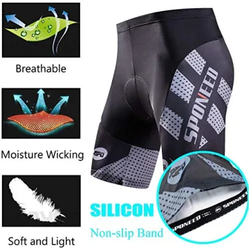 Sponeed Men's Padded Bike Shorts Comfortable Cycling Gear