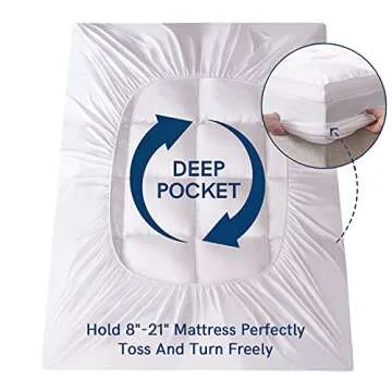 ELEMUSE Queen Mattress Topper for Back Pain, Extra Thick Mattress Pad Cover, Plush Soft Pillowtop with Elastic Deep Pocket, Overfilled Down Alternative Filling