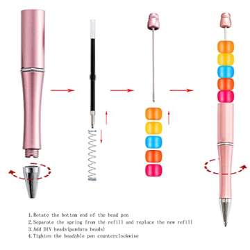 PASISIBICK 100 Pieces Plastic Beadable Pen Refills, 2.44 inch/6.2 cm Black Ink Smooth Writing Pen Re...