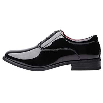 Bruno Marc Men's Faux Patent Leather Tuxedo Derby Dress Shoes - Classic, Comfortable Formal Oxford
