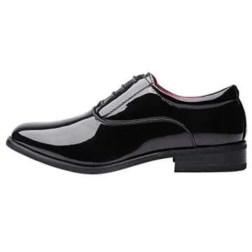 Bruno Marc Men's Faux Patent Leather Tuxedo Derby Dress Shoes - Classic, Comfortable Formal Oxford