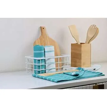 LANE LINEN Kitchen Towels Set - Pack of 4 Cotton Dish Towels for Drying Dishes, 18”x 28”, Kitchen Hand Towels, Absorbent Tea Towels, Towels for Kitchen, Quick Drying Kitchen Towel Set - Peacock Blue