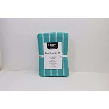 LANE LINEN Kitchen Towels Set - Pack of 4 Cotton Dish Towels for Drying Dishes, 18”x 28”, Kitchen Hand Towels, Absorbent Tea Towels, Towels for Kitchen, Quick Drying Kitchen Towel Set - Peacock Blue
