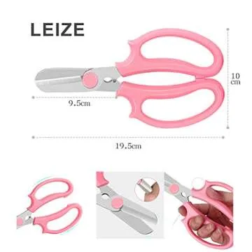 Leize Flower Scissors, Premium Multi-Function Stainless Steel Floral Shears, Thickened Pruner for Flowers, Branches and Leaves (Light Green)