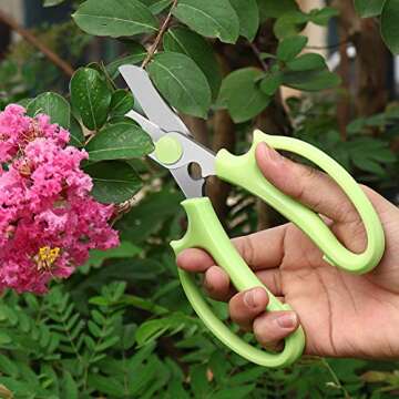 Leize Flower Scissors, Premium Multi-Function Stainless Steel Floral Shears, Thickened Pruner for Flowers, Branches and Leaves (Light Green)