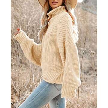 Saodimallsu Womens Turtleneck Oversized Sweaters Batwing Long Sleeve Pullover Loose Chunky Knit Jumper
