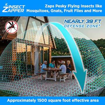Livin’ Well Bug Zapper Indoor Outdoor - 4000V High Powered Electric Mosquito Zapper Home Patio, 1,500 Sq Ft Range Fly Trap, 18W UVA Bulb Mosquito Killer Lamp Insect Bug Light, Black