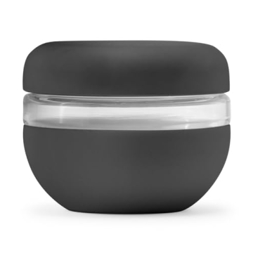 W&P Porter Seal Tight Glass Lunch Bowl Container w/ Lid | Charcoal 16 Ounces | Leak & Spill Proof, S...