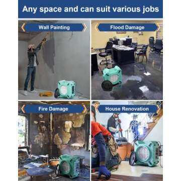 ALORAIR PureAiro HEPA Pro 770 industrial Air Scrubber, 3-Stage Filtration System, GFCI Outlet, Negative Machine, Air Scrubber for Water Damage Restoration Interior Decoration, Green