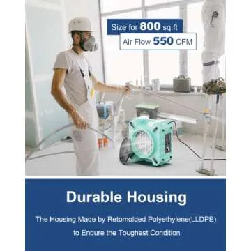 ALORAIR PureAiro HEPA Pro 770 industrial Air Scrubber, 3-Stage Filtration System, GFCI Outlet, Negative Machine, Air Scrubber for Water Damage Restoration Interior Decoration, Green