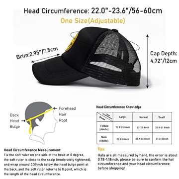 Smile Face Trucker Hat Women Snap Backs Caps for Men Adjustable Yellow Glitter Mesh Baseball Hat…