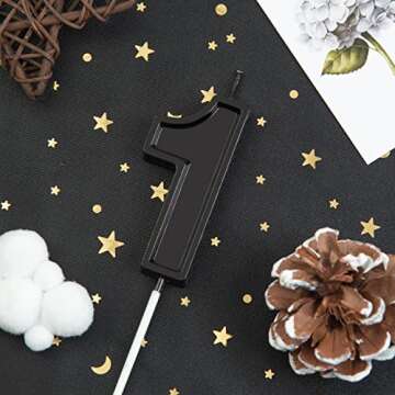 PHD CAKE 2.76 Inch Luxe Black 1 Number Birthday Candle - Elegant Cake Decor