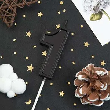 PHD CAKE 2.76 Inch Luxe Black 1 Number Birthday Candle - Elegant Cake Decor