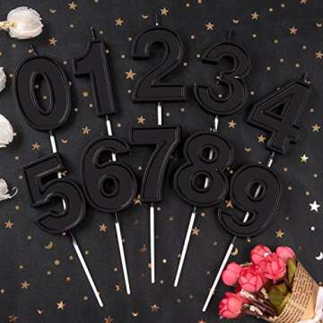 PHD CAKE Luxe Black 1 Birthday Candle for Celebrations