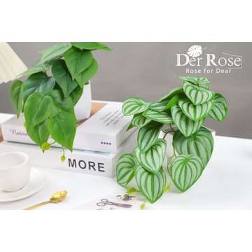 Der Rose 2Pcs Small Fake Plants Artificial Mini Faux Plants for Bathroom Office Desk Shelf Table Accessories Decor Indoor
