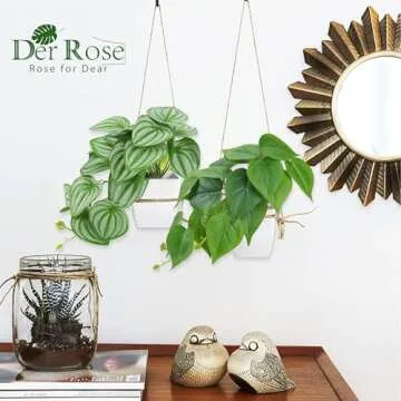 Der Rose 2Pcs Small Fake Plants Artificial Mini Faux Plants for Bathroom Office Desk Shelf Table Accessories Decor Indoor