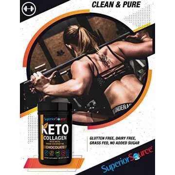 Superior Source Keto Collagen Protein Powder Chocolate (14 oz), Grass Fed Collagen Peptides with MCT Oil, 23 (17 g) Servings, Pre/Post Workout, Gluten Free, Paleo Friendly, Non-GMO