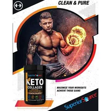 Superior Source Keto Collagen Protein Powder Chocolate (14 oz), Grass Fed Collagen Peptides with MCT Oil, 23 (17 g) Servings, Pre/Post Workout, Gluten Free, Paleo Friendly, Non-GMO