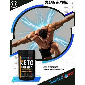 Superior Source Keto Collagen Protein Powder Chocolate (14 oz), Grass Fed Collagen Peptides with MCT Oil, 23 (17 g) Servings, Pre/Post Workout, Gluten Free, Paleo Friendly, Non-GMO
