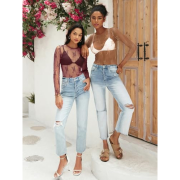 Lace Sheer Mesh Long Sleeve Top for Elegant Outfits