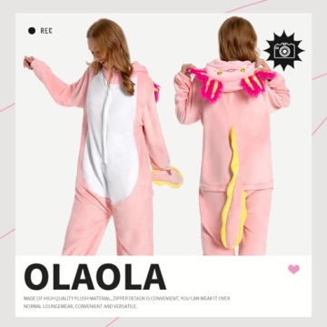 OLAOLA Axolotl Onesie - Plush Adult Pajamas