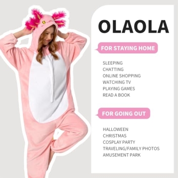 OLAOLA Axolotl Onesie - Plush Adult Pajamas