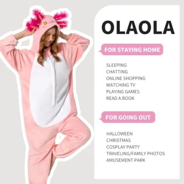 OLAOLA Axolotl Onesie - Plush Adult Pajamas