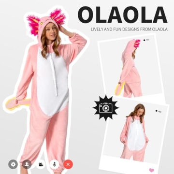 OLAOLA Axolotl Onesie - Plush Adult Pajamas