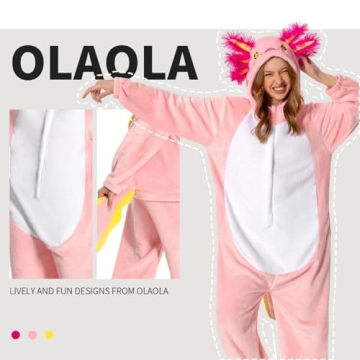 OLAOLA Axolotl Onesie - Plush Adult Pajamas