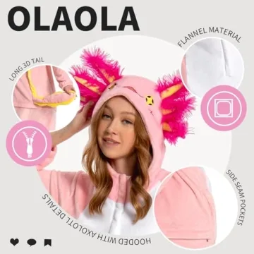 OLAOLA Axolotl Onesie - Plush Adult Pajamas