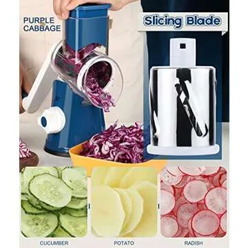 Ourokhome Rotary Cheese Grater Hand Crank, Kitchen Shredder Speed Mandolin Slicer Nut Grinder with H...
