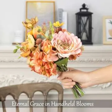 Artgar Artificial Flowers with Vase - Hydrangea Artificial Flowers Silk Artificial Flower Arrangement Fake Flowers in Vase with Tulips Dahlias for Home Office Kitchen Bathroom Table Centerpieces