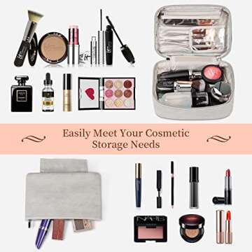 KTMOUW Makeup Bag Waterproof Cosmetic Bag Leather Makeup Travel Bag Portable Makeup Brush Bag Multif...